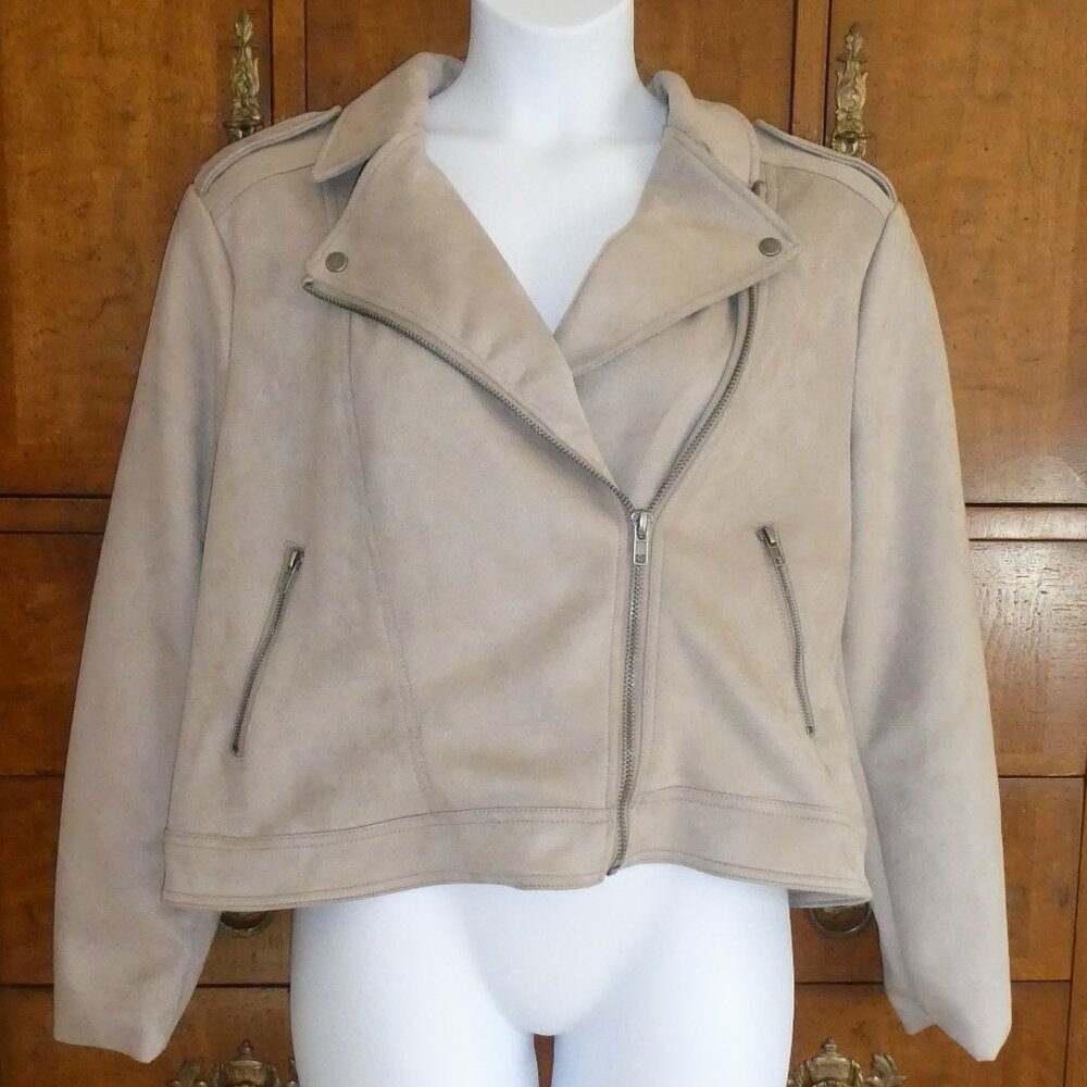 Philosophy Taupe Faux Suede Moto Jacket